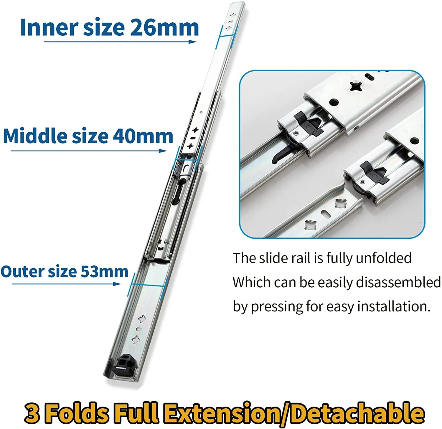 SNEIDA drawer guide heavy weight 800mm heavy duty runners 120kg capacity sliding telescopic channel for camper