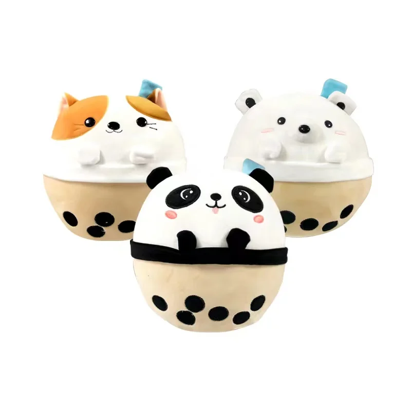 YIWU AULLAN Custom Stuffed Animals Toys Kids Soft Toys Plush Doll Bubble Milk Tea Bear Panda Boba Plush