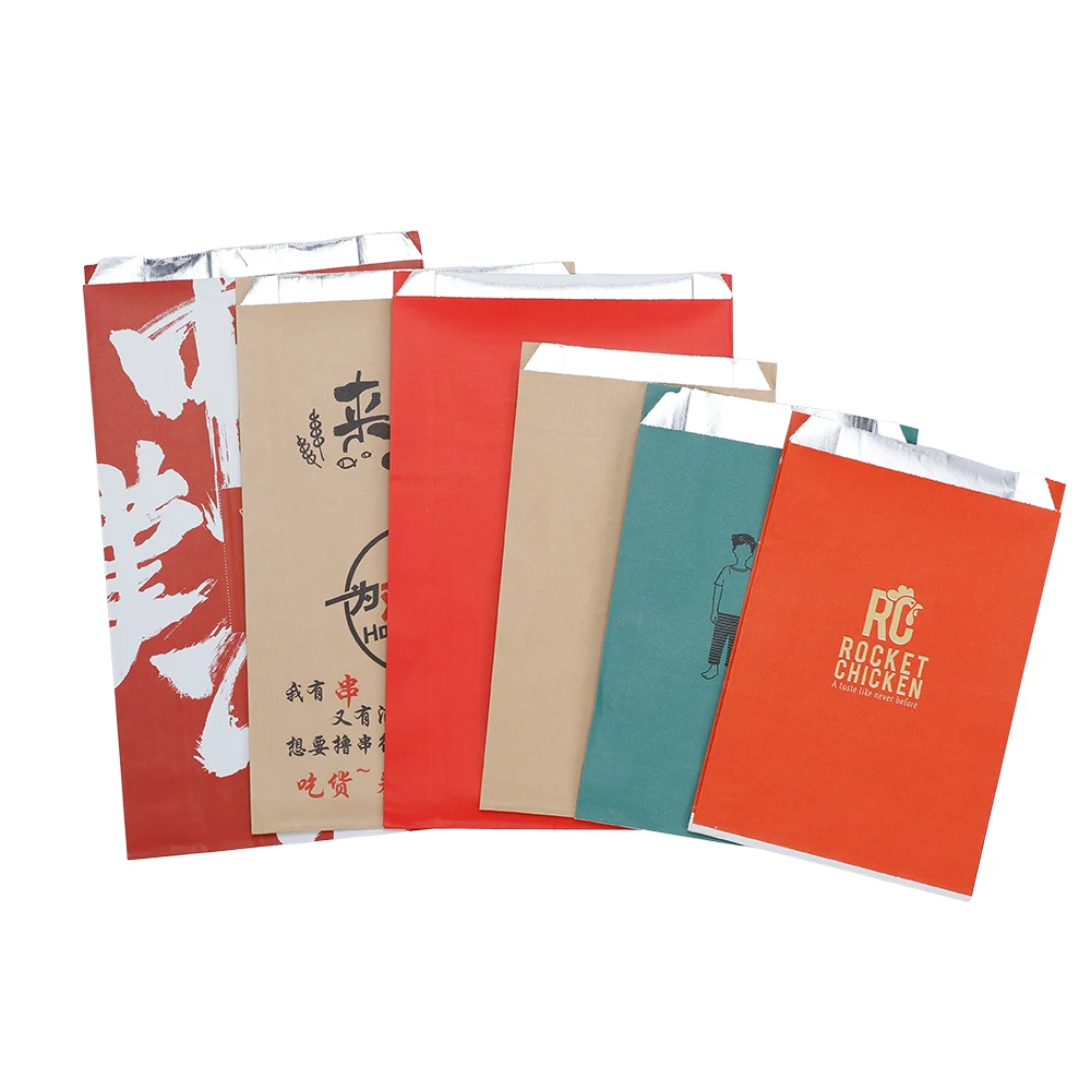Пищевой жиронепроницаемый бумажный пакет с плоским дном для упаковки пищевых продуктов