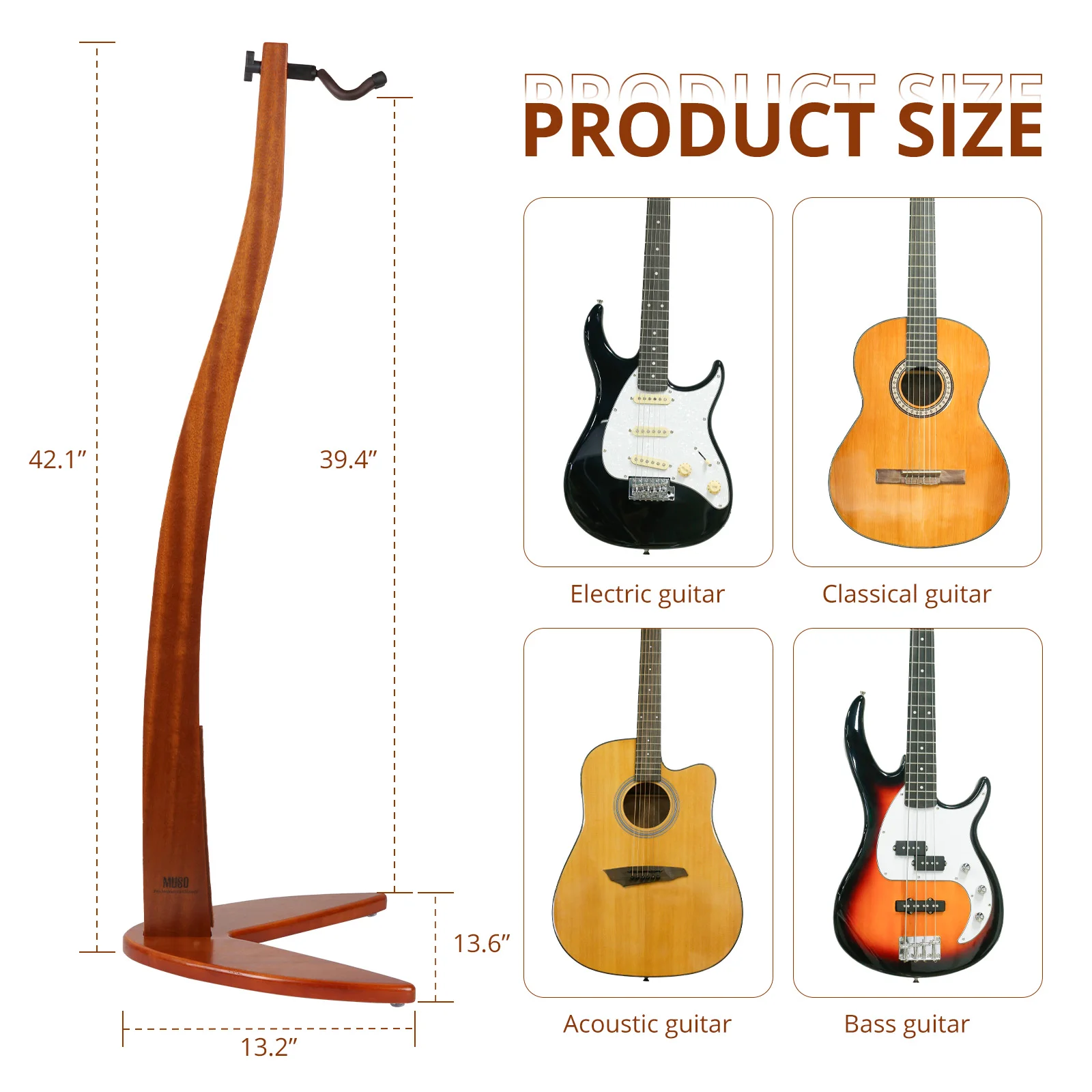 DEDO Single Holder Guitar Stand - Single Freestanding Floor Rack Padded for Classic and Acoustic Guitar Decorative