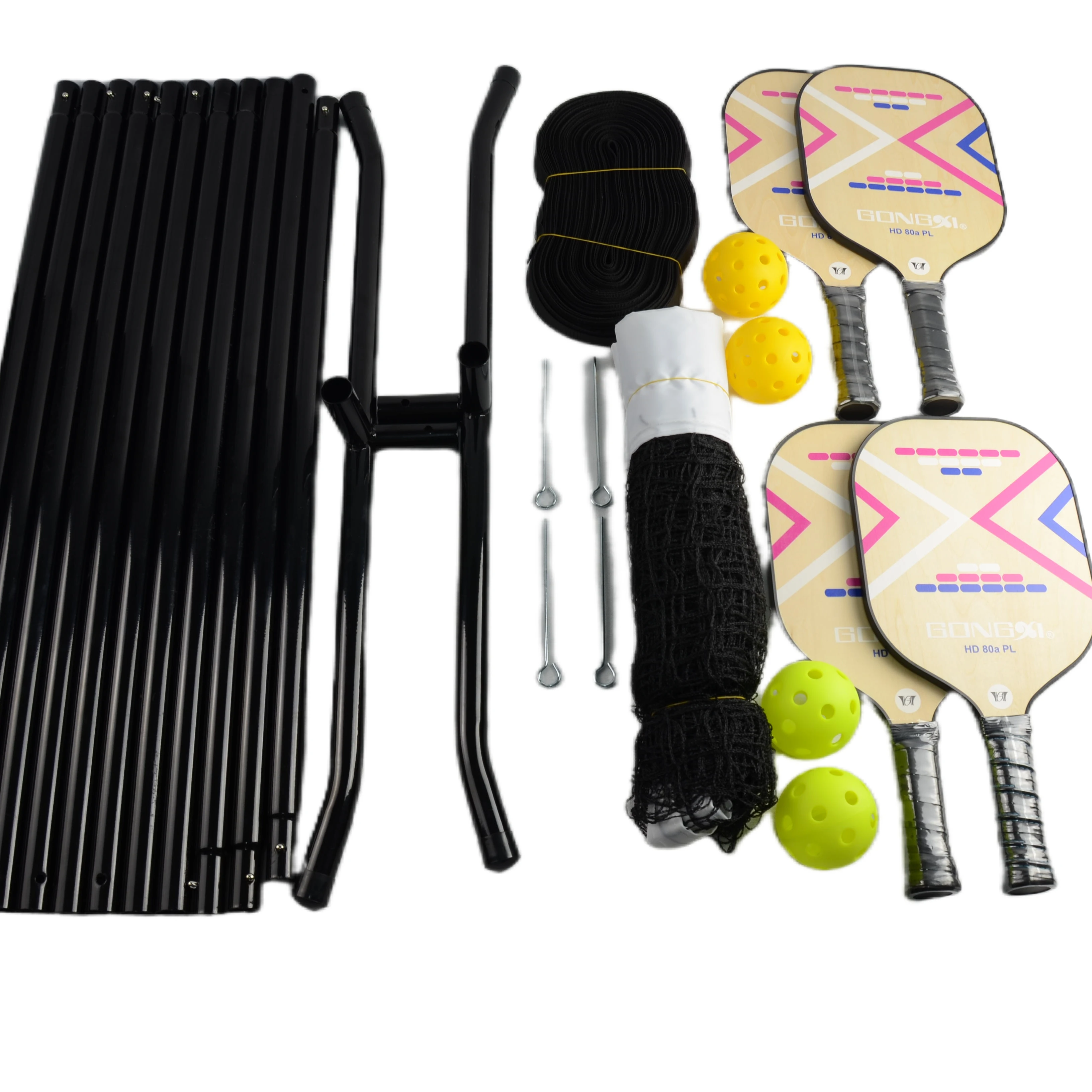 GONGXI Affordable And High Quality 610*90cm  Steel Base and Dacron Net  Use for Adults Wood Pickleball Net Set