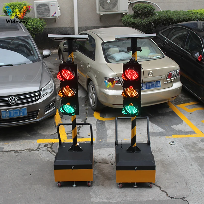 Single-sided solar mobile traffic light, temporary traffic light, temporary mobile traffic light for road construction