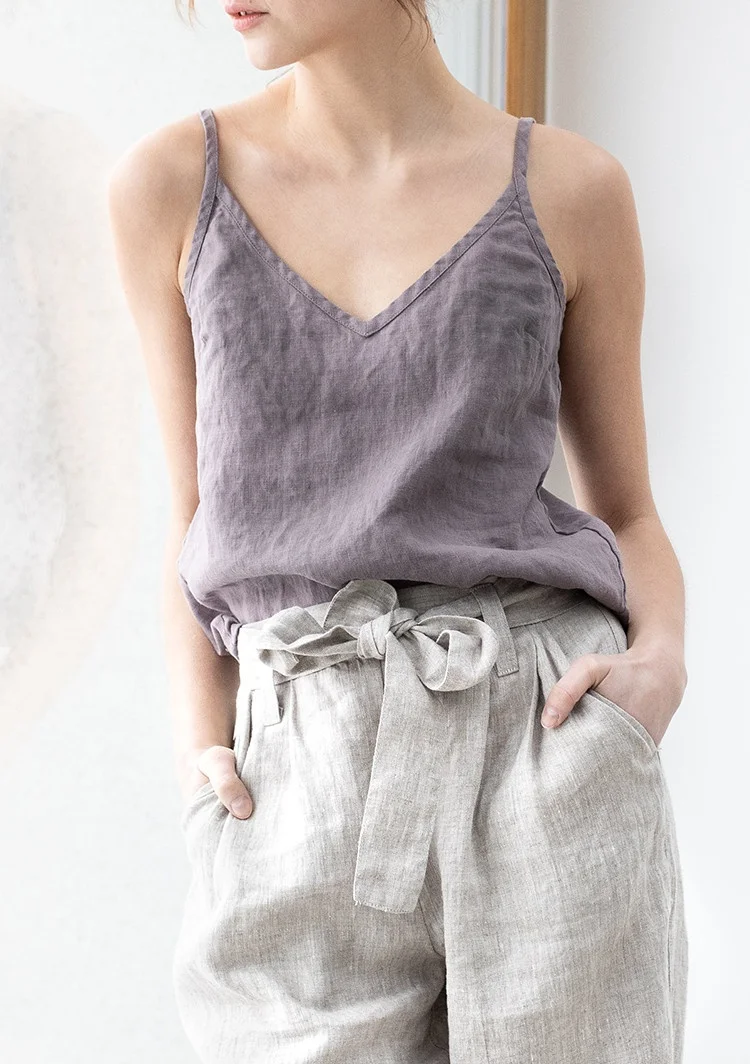 Sustainable 100% Linen Camisoles and Tank-Tops Cute Summer Tops for Women