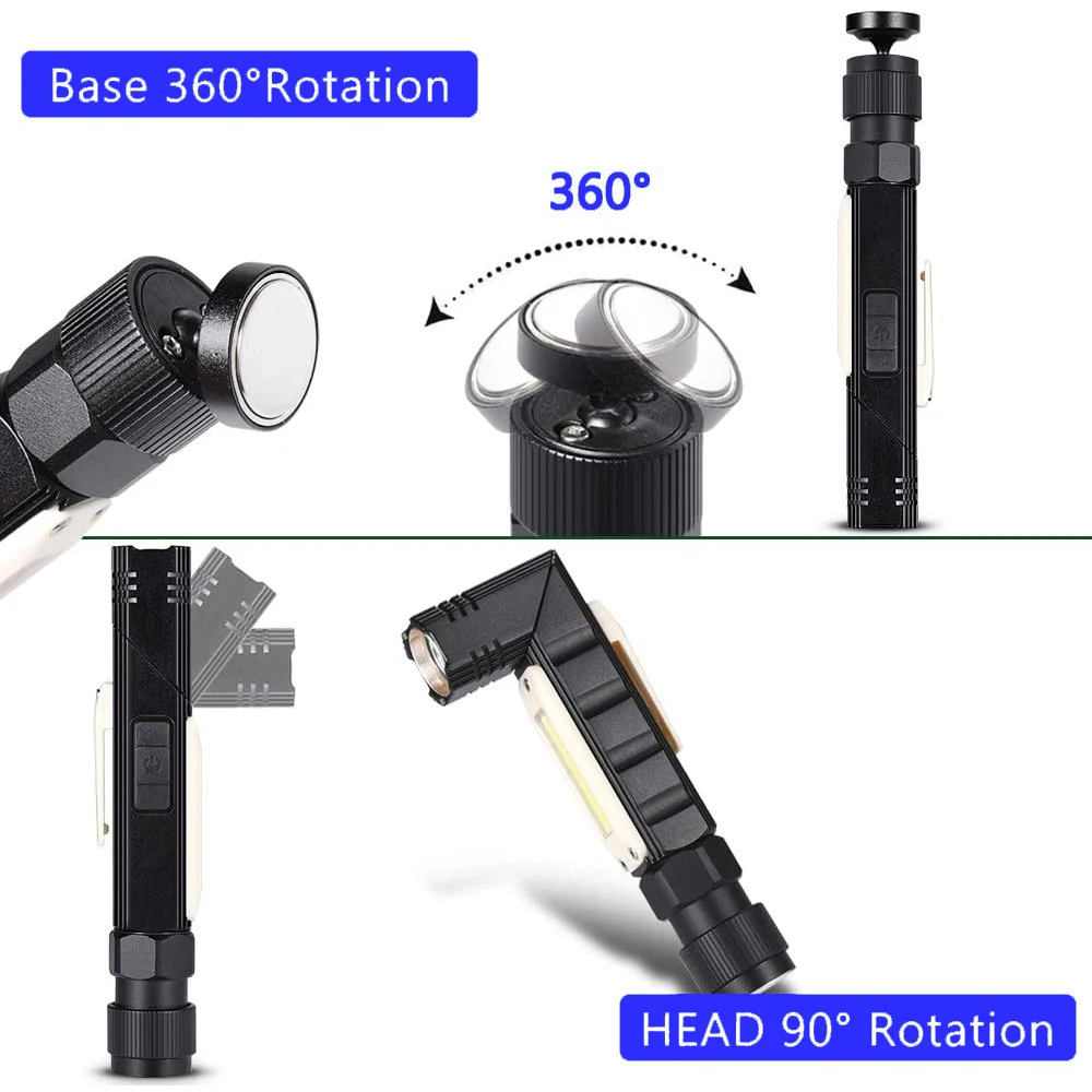 New small 5 Modes XPG+COB Work Light , USB Rechargeable LED flexible Magnetic Folding COB Work light for car repair