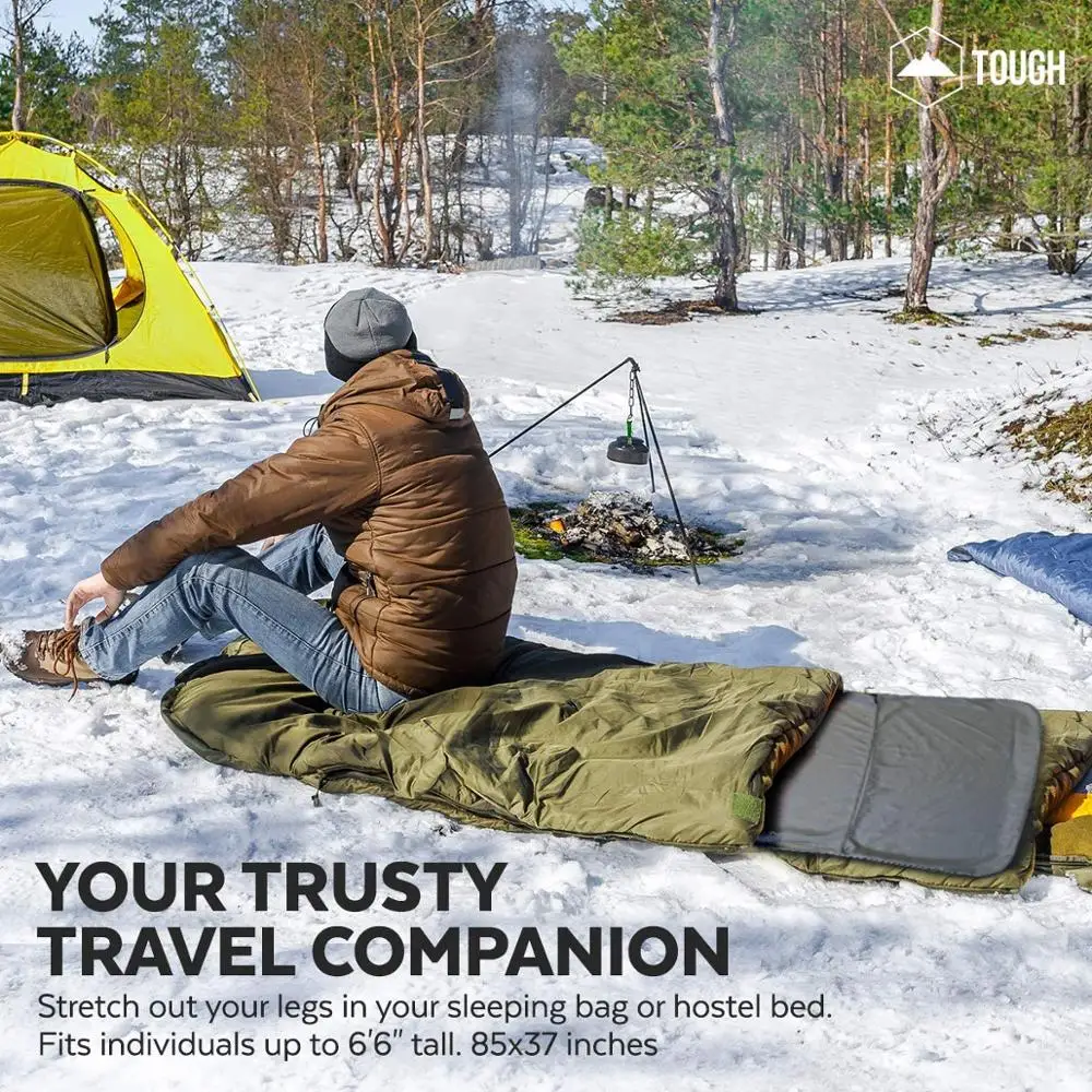 NPOT Outdoor Fleece Sleeping Bag Liner with Hood Great for Adult Warm or Cold Weather foldable bed with carrying bag