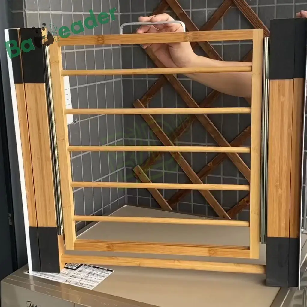 Bamboo Stacking Kit for Washing Machines and Dryers With Sliding Shelf Bamboo Washer Dryer Stacking Set Rack with Ratchet Strap