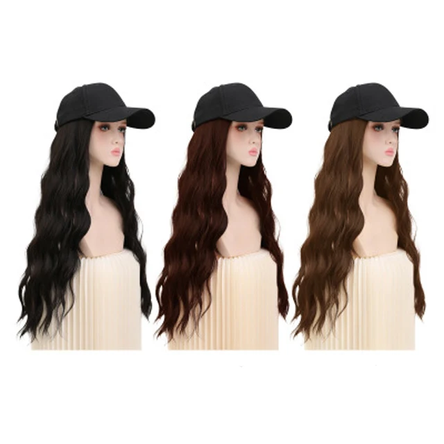 
Summer style Wholesale Korean Baseball Cap Wig Water ripple style, wool roll style Celebrity Long Curly Hair Big Wave Wig 