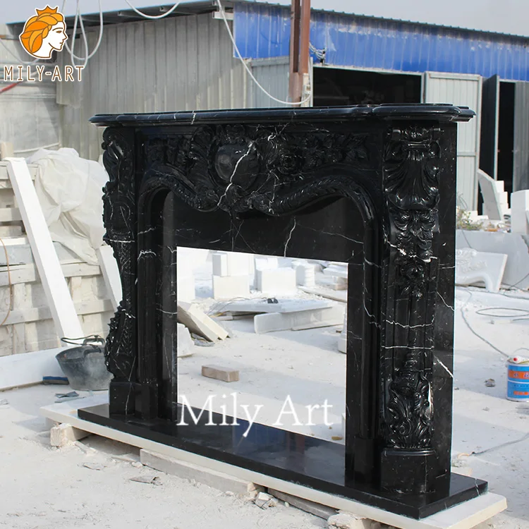 Современный камин окружают Высокое качество Черный Мраморный Камин Mantel