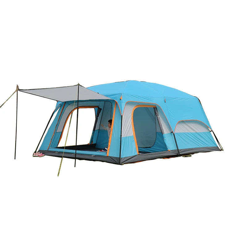 Outdoor two-room multi-person camping tent with foyer portable family thickened waterproof tent
