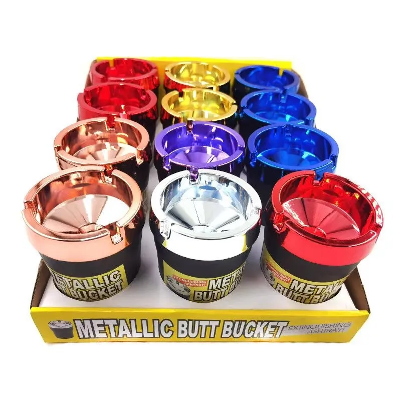 New Plastic Creative Ashtray Electroplating Color Lid Butt Ashtray