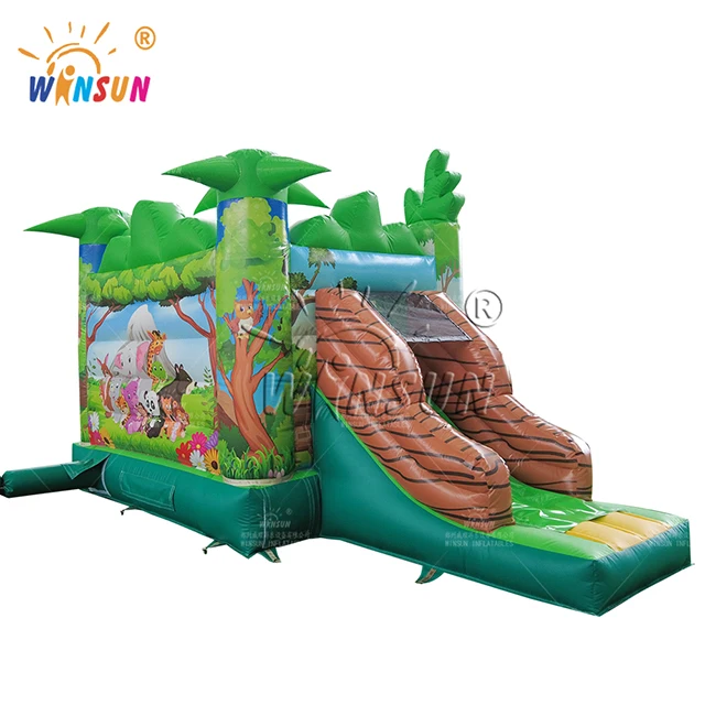 Jungle Forest Zoom Animal Inflatable Bouncer with Slide Combos Fun Outdoor Inflatable Bounce Slide for Kids
