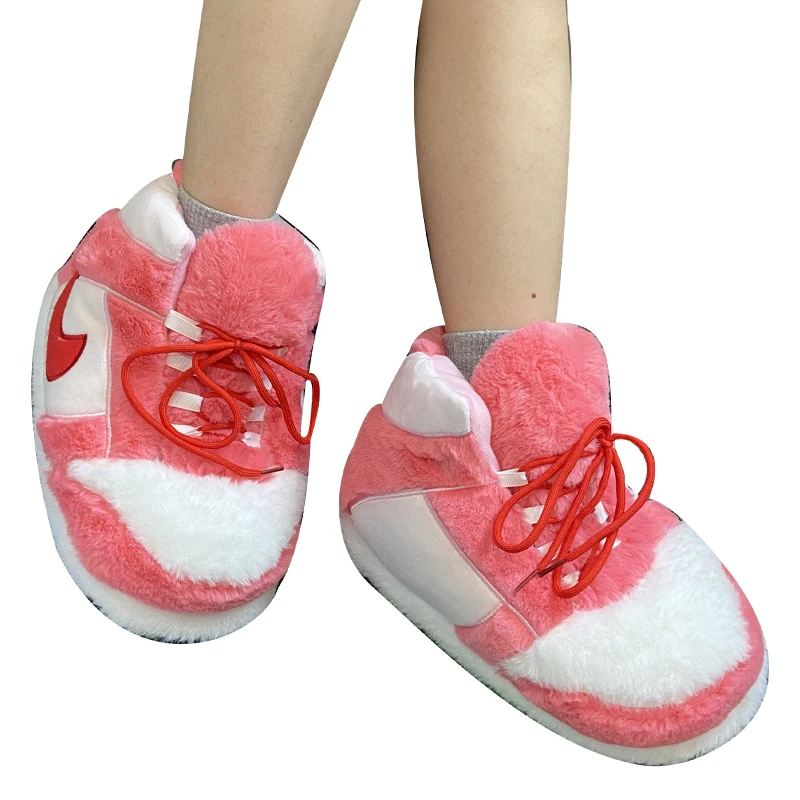 
New Multiple Designs Winter Warm Yeezy Jordan Sneaker aj Style Average Size Teenager Adult Plush House Indoor Slippers 