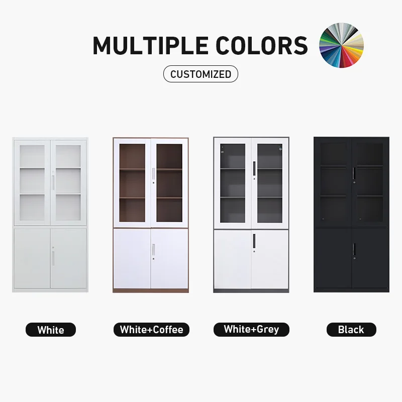 bulk white disassemble storage index card iron glass door staff lock furniture office metal steel filing cabinet heavy duty