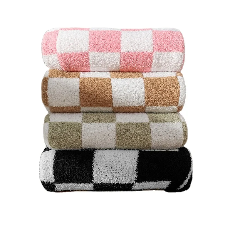 Nordic western fluffy Knitted Checkerboard  Other Blankets Soft Cozy Fuzzy Bed Best Gift Twin  Checkered Throw Blanket