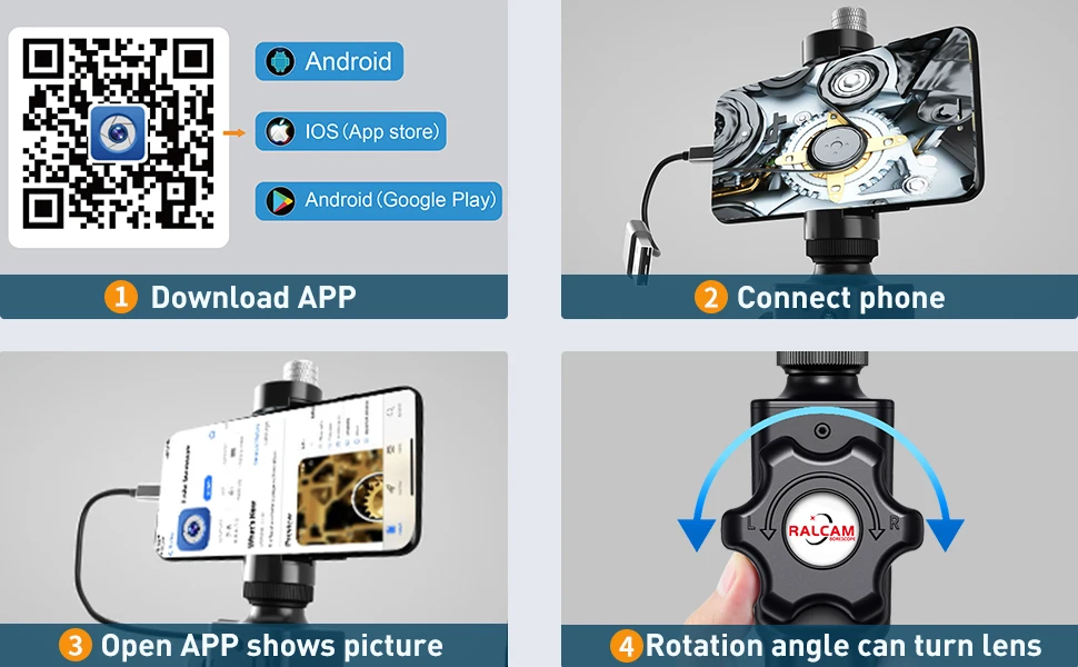 High Quality Endoscope Monitor 5.5Mm 1Mp Probe Endoscopic Mobile 2 Ways Engine Inspection Borescope