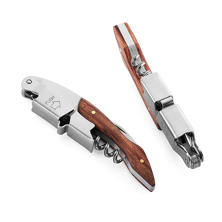 Wooden handle Business Gift Idea Wine Bottle Opener Double Lever Corkscrew Opener