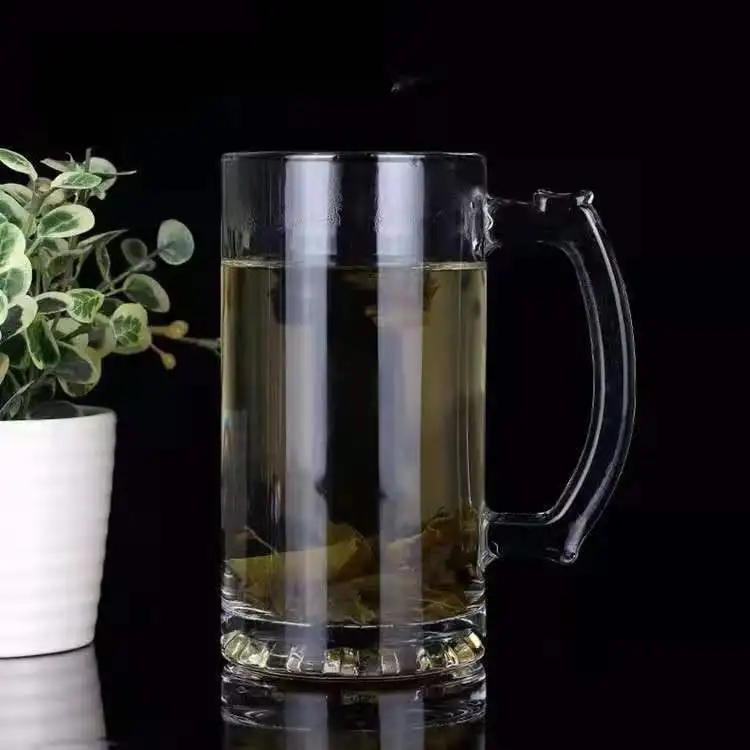 Extra Large Glass Beer Stein Super Mug Heavy Large Capavity 500ml 16.9 oz Beer Glass with Handle For Bar Party