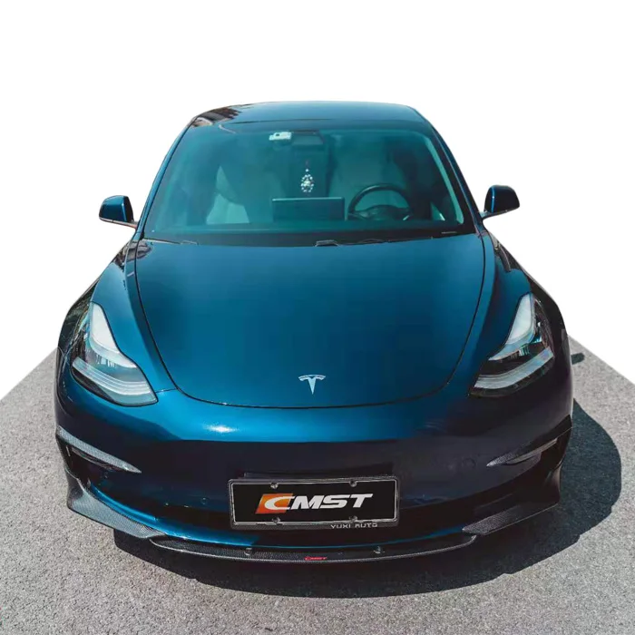 Carbon fiber body kit for Tesla model 3 in CMST style front lip rear diffuser side skirts and trunk spoiler auto tuning parts