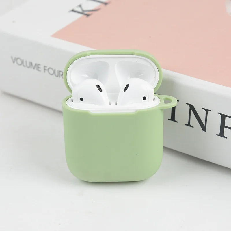 Для iphone Airpods 1 2 3 4 PRO PRO2 TPU сплошной цвет защитный чехол с мультяшным логотипом печать текст стильные наушники