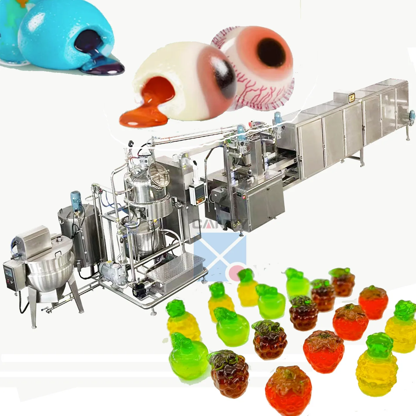 shanghai candy factory free engineer installation 150kg/h air aerated eyes gummy making machine eyeball candy line