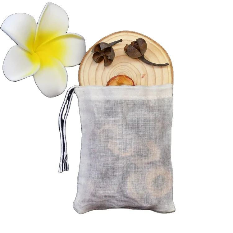 Многоразовые хлопковые сетчатые продуктовые сумки на шнурке, муслиновые сумки на заказ