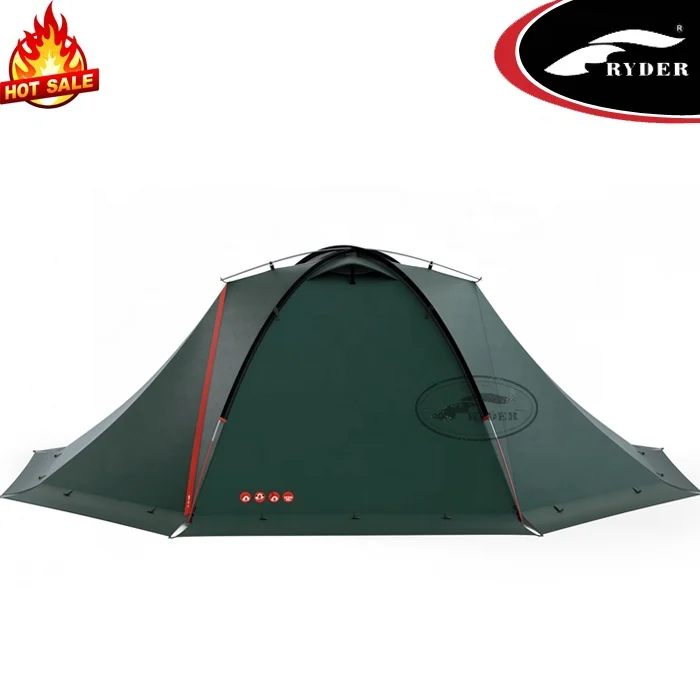 Stylish 2 Person Two Entrance Traveling Self-Standing Hexagon Dome Camping Custom Tent with Aluminum Eyebrow Pole Snow Flap