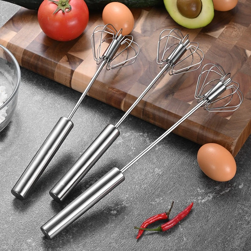 Hot Selling Kitchen Gadget Baking Tool Stainless Steel Hand Semi Automatic Kitchen Whisk Held Mixer Egg Beater Whisk Mixer
