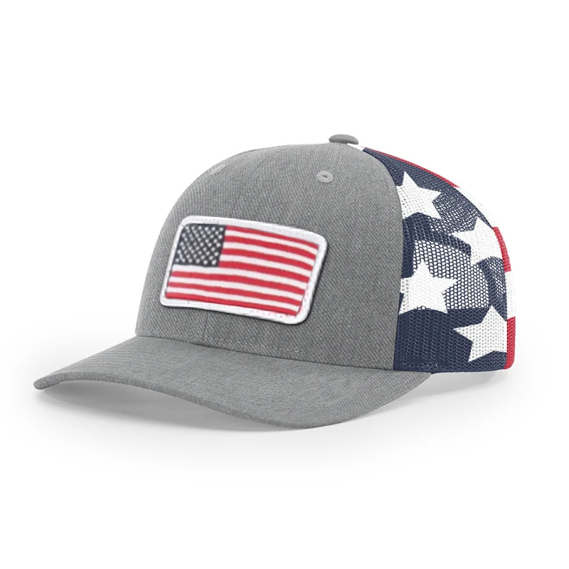 American Flag Richardson 112 Trucker Hat  Printed Mesh Snapback Cotton SWEATBAND Six Panel  Printed Mesh-Back USA baseball hat