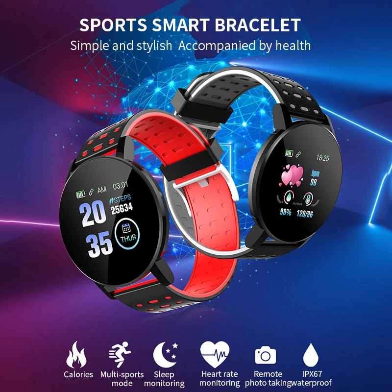 2020  the hottest wholesale 119 Plus 1.3' Color screen Multi-sport Remote photography fitness smart bracelet