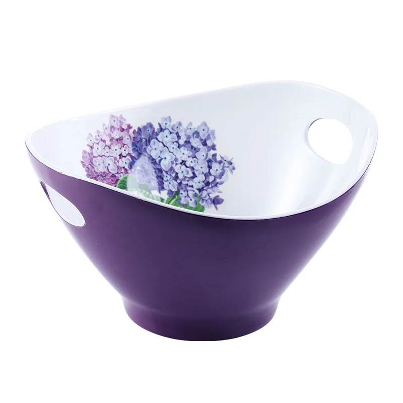 Wholesale anti-drop salad bowl fruit blue drain basket Melamine European Fruit Plate