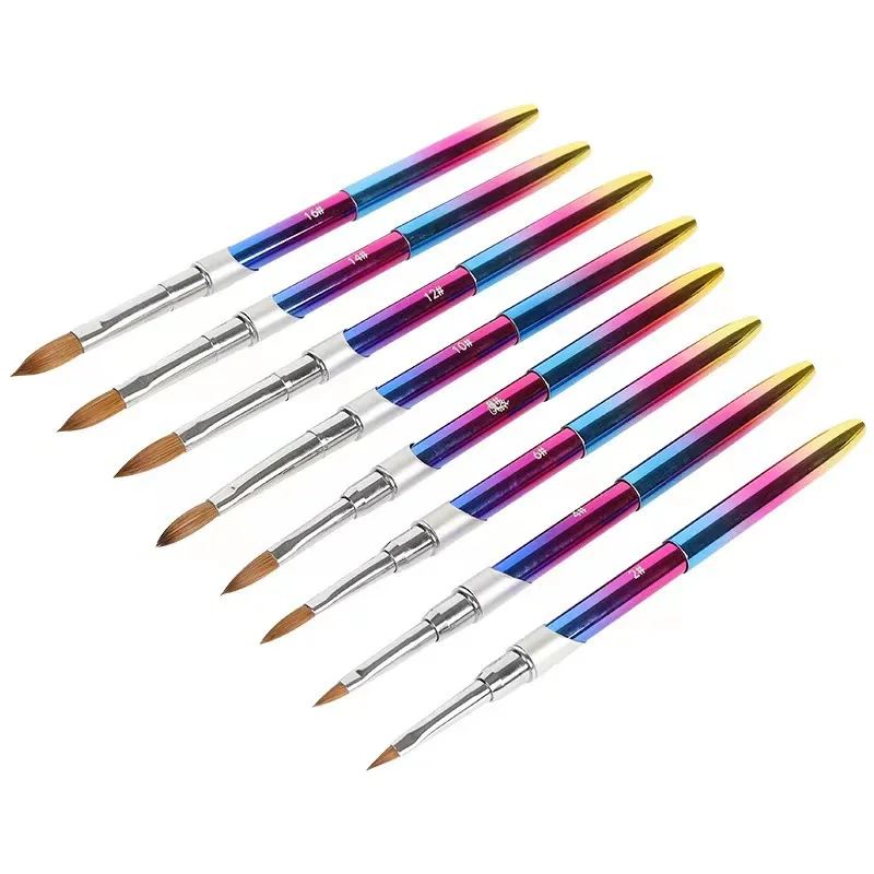 Gradients Rainbow Design Nail Brush Nail Art Painting Pen 100% Pure Kolinsky Hair Acrylic Nail Brush Set