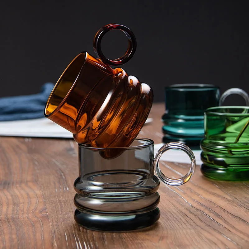 Color matching color matching stripe glass home high borosilicate creative personality juice coffee flower tea cup