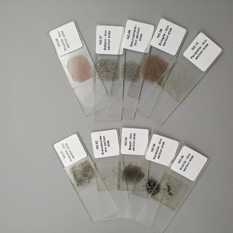24 Types Mineral Thin Rock Prepared Microscope Slides for Geological Research
