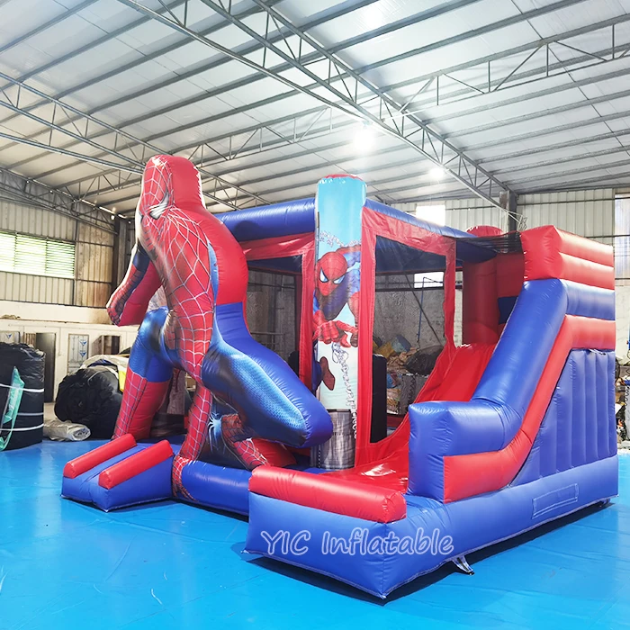 Commercial Moonwalk Playground Spiderman Bouncy Castle Bounce House Fun Jumping Castle Inflatable Slide With Pool For Kids