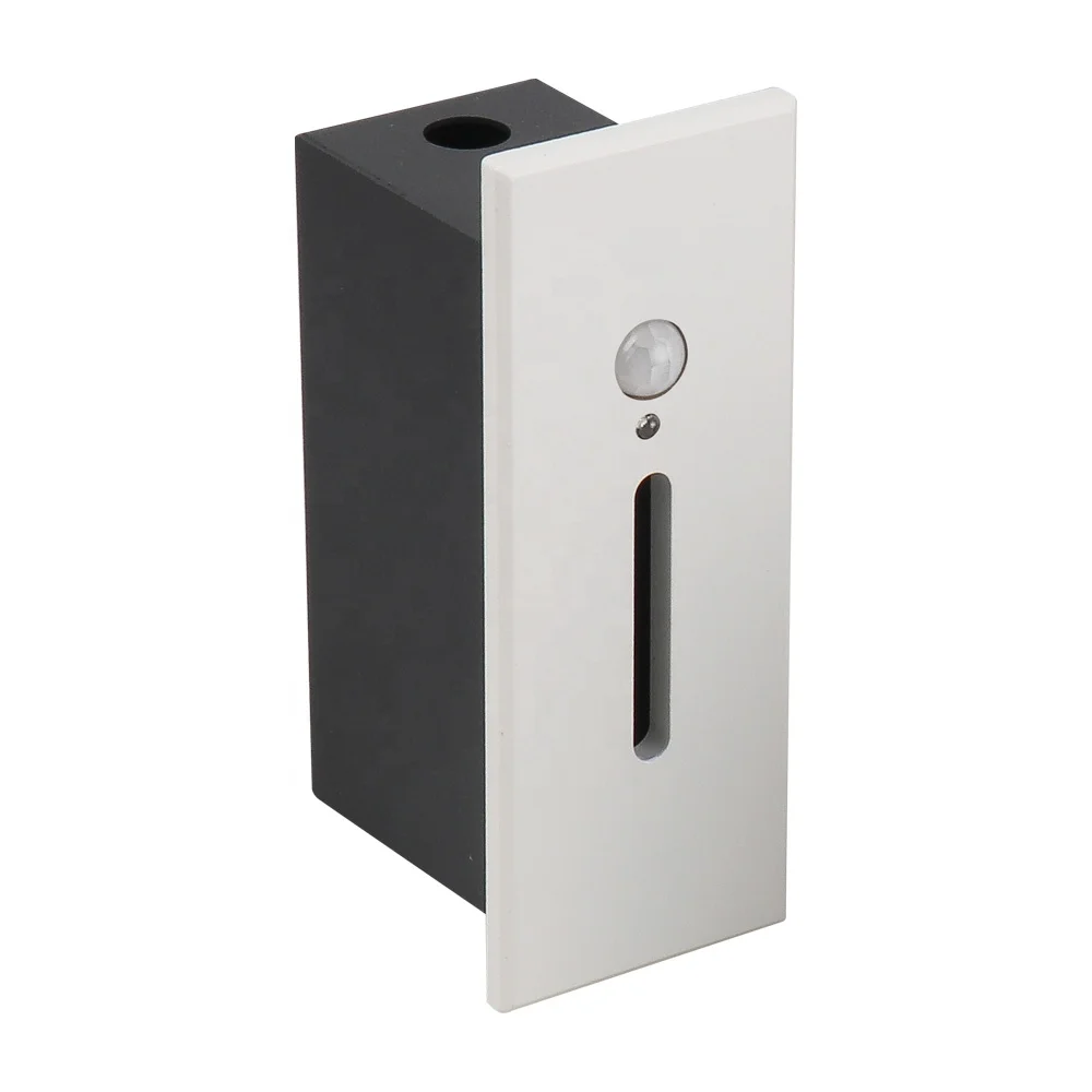 Keehome Ip65 Die Casting Aluminum 3 Watt Motion Sensor Recessed Led Stairs Wall Light Rectangle Step Light For Hotel Outdoor