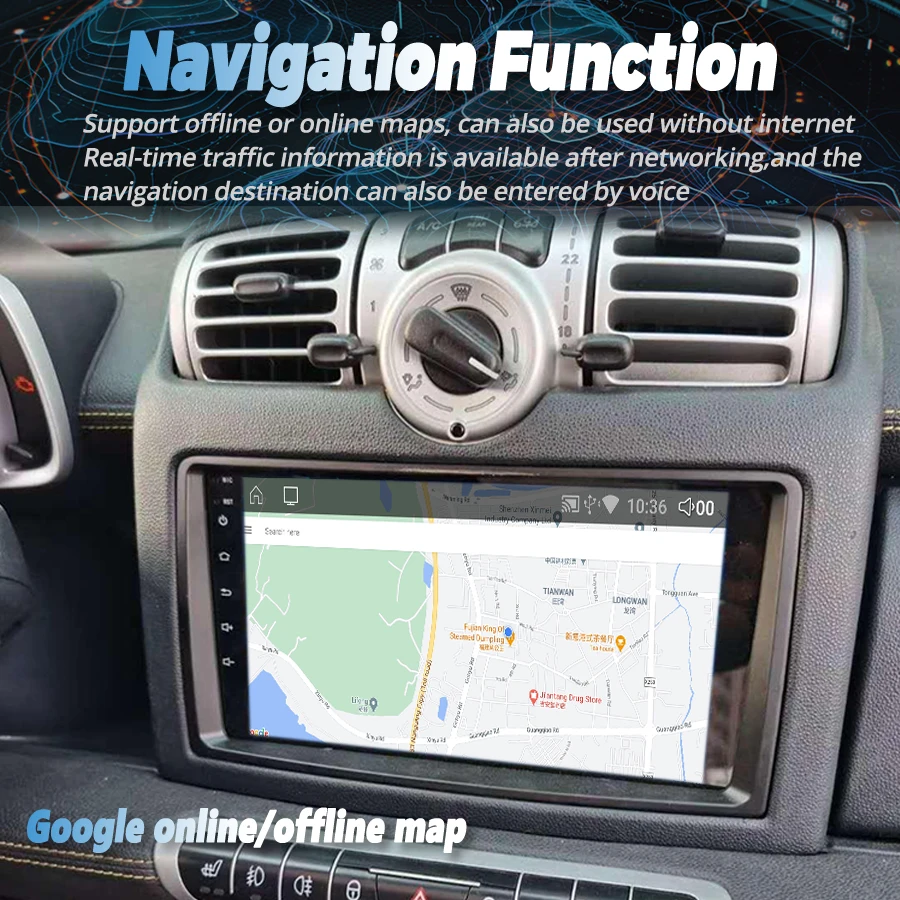 128GB Android 14 AI Voice CarPlay Автомагнитола стерео для Benz Smart Fortwo W451 2006-2009 GPS Navi мультимедийный видеоплеер Авто HU