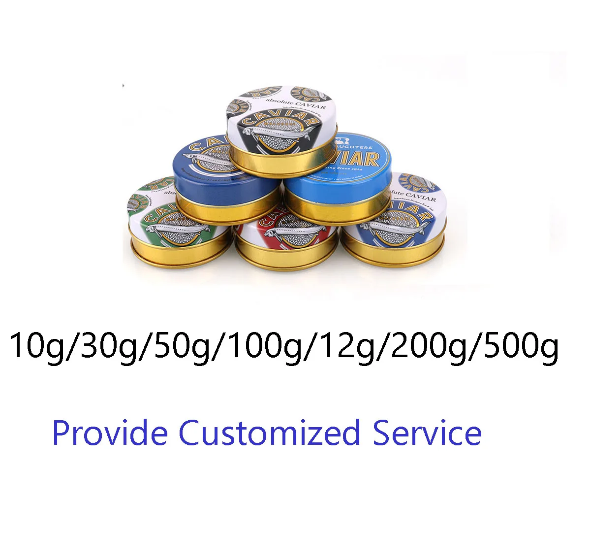 Custom round empty caviar can box caviar tin