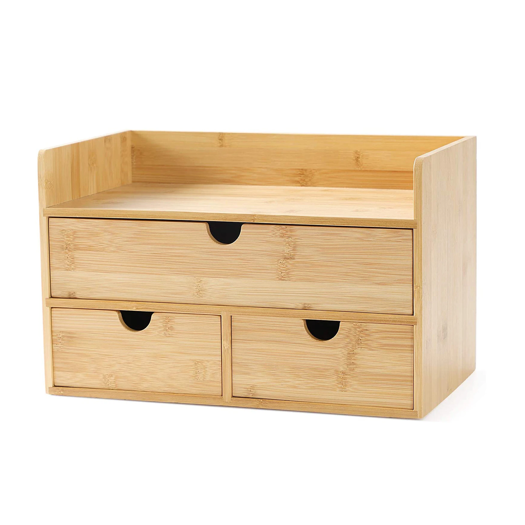 Bamboo Desk Organizer Mini Bamboo Desk Drawer Tabletop Storage Organization Box for Office Home Toiletries Supplies