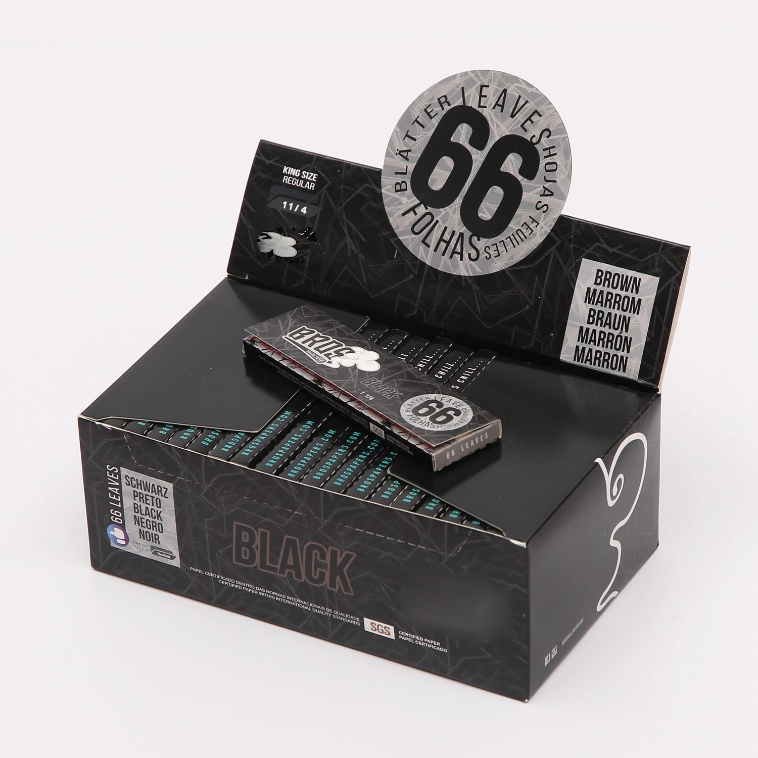 2022 66 black rolling paper smoking paper 1 1/4
