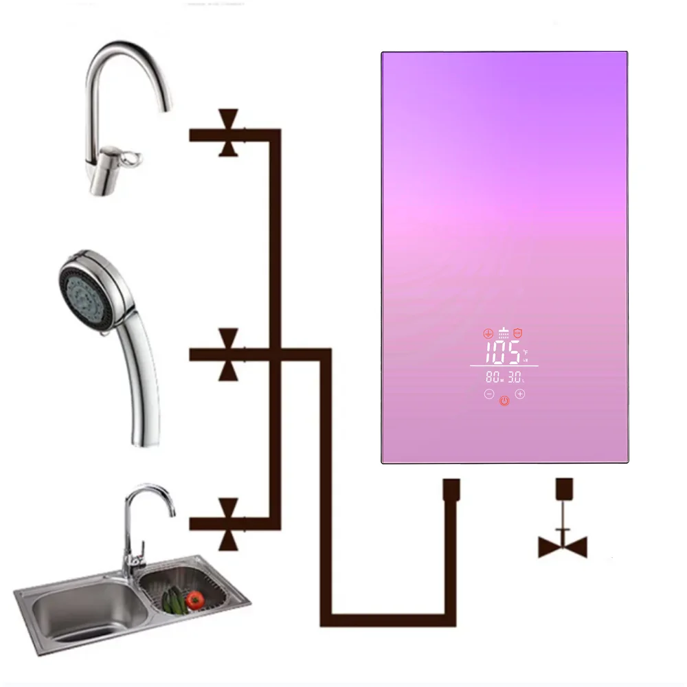 High Power 8KW-11KW Wall Mounted Electric Portable Water Heater Gyser Plastic 2023 High-end Mini Kitchen Heater