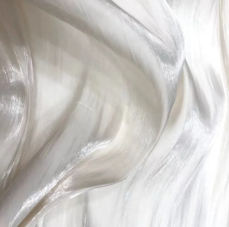 Wholesale Luxury pleated voile silk crystal glitter dress shinny satin fabric for wedding party dresses