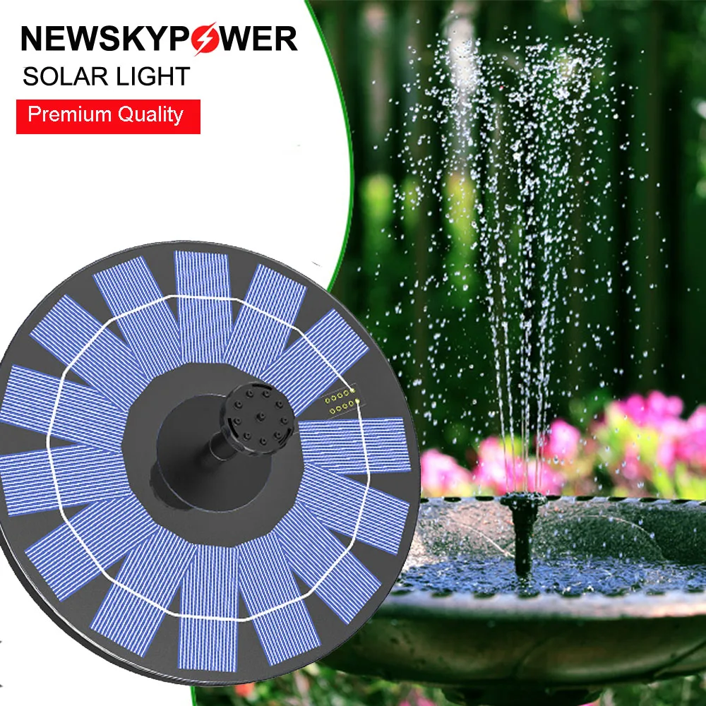 Wireless DC Solar Floating Fountain Birdbath Pump Pet Bird Feeder Water Fountain With 6 Sprayer Head Garden Home Decoration