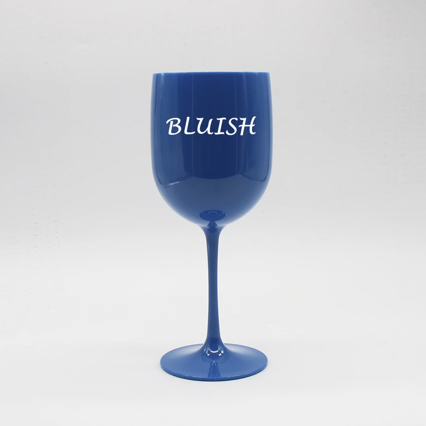 VGEET unbreakable plated blue wine glass goblet, plastic champagne blue wine glasses