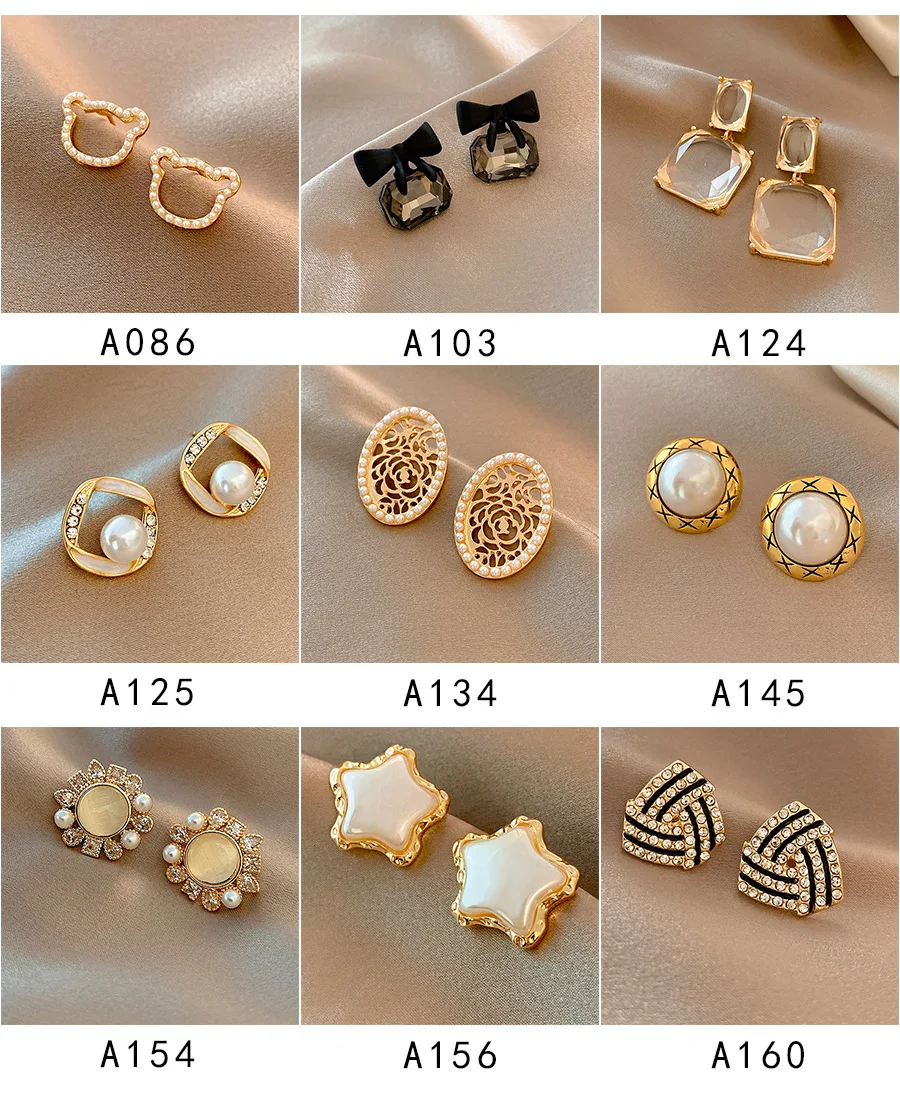 39 Designs Korean S925 Silver Ear Post Nickel Free Hypoallergenic Flower Stud Earrings 18k Gold Plated Fashion Ladies Earrings