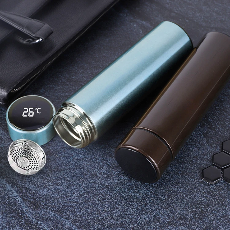 Stainless Steel Double Wal Insulated Tea Infuser Bottle LED Thermal Cup Digital Temperature Display Smart Water Bottle