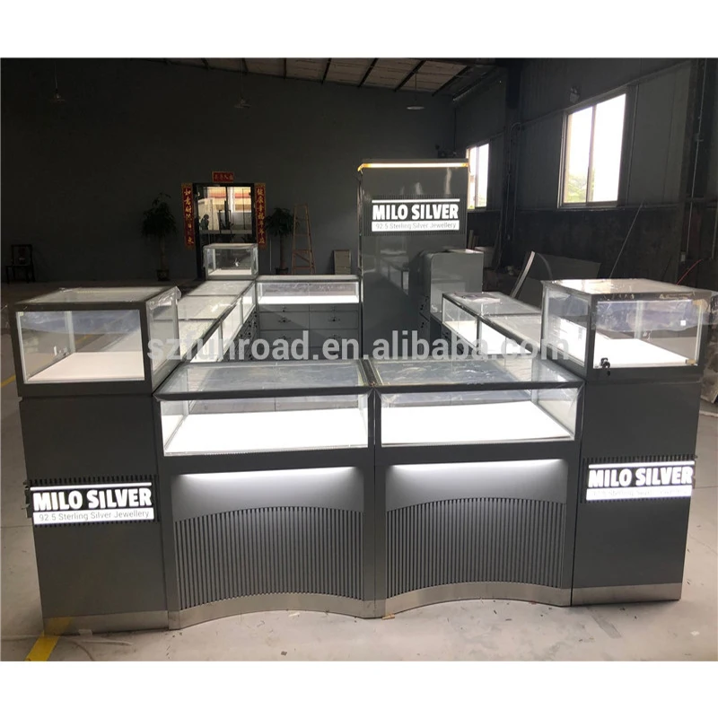 Luxury Design Commercial Jewellery Kiosk Furniture Decoration Glass Showcase Cabinet Jewelry Kiosks Display For Mall