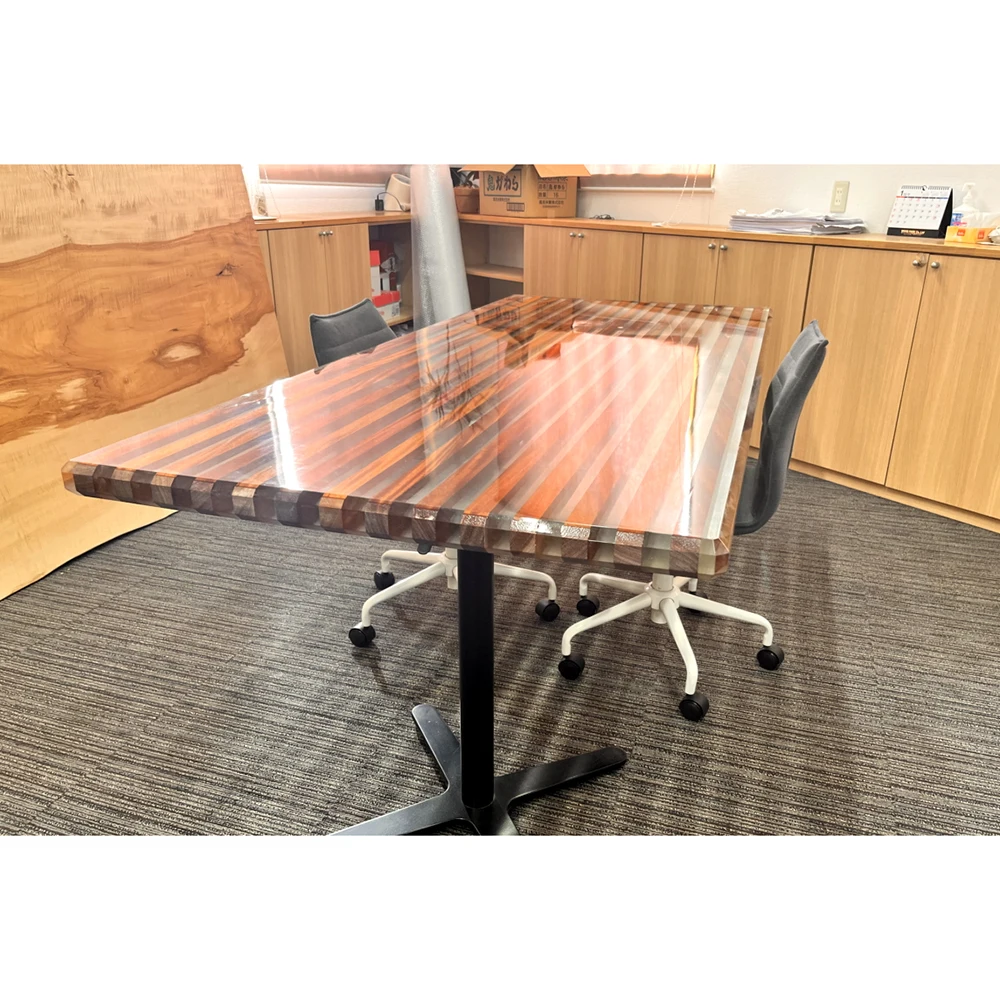 Japanese long mahogany rejin custom solid wood dining table for restaurants