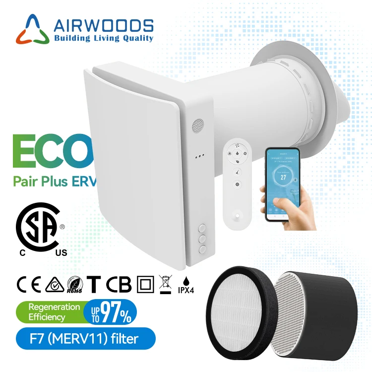 Single Room ERV Air Recuperator Energy Recovery Ventilator Ventilation System Heat Recovery Ventilation Single Room