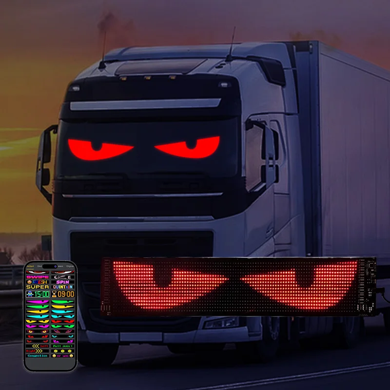 Windshield Red/Ice Blue/Green Devil Eyes Fill Light Panel RGB Truck Projector Flex LED Car Eyes