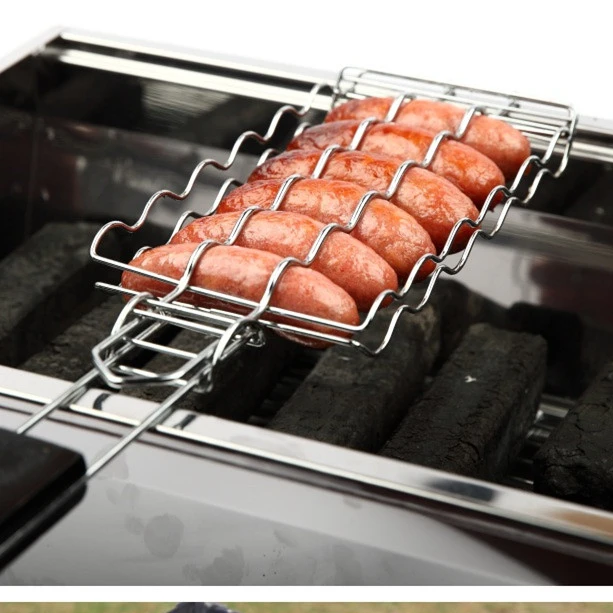 BQT006 High Quality Stainless Steel Grill Basket Sausage Grilling Rack for BBQ